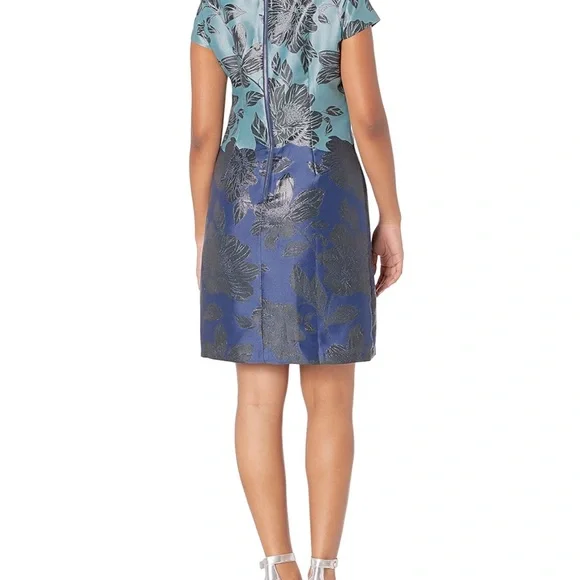 Vince Camuto NWT Blue/Black Floral cocktail Dress Sz14 appropriate for all event - Picture 2 of 11